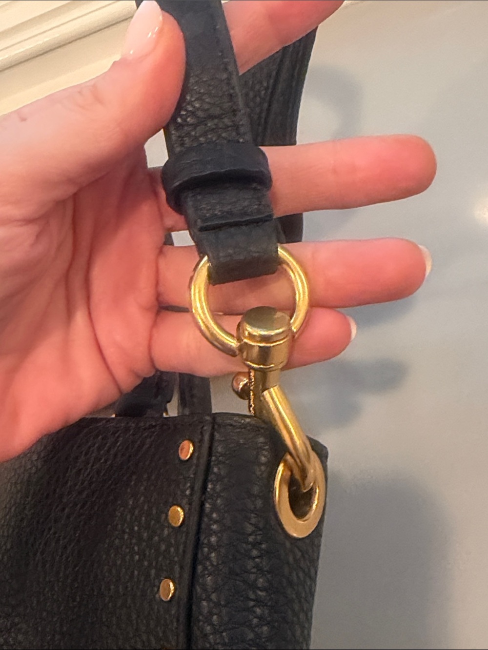 NWT Rebecca Minkoff Black Leather Studded Darren Top Handle Crossbody Bag - Picture 13 of 13